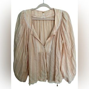 Free People Peach Striped Blouse